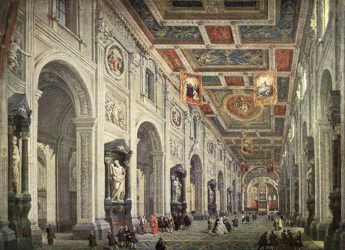 PANNINI, Giovanni Paolo Interior of the San Giovanni in Laterano in Rome oil painting picture